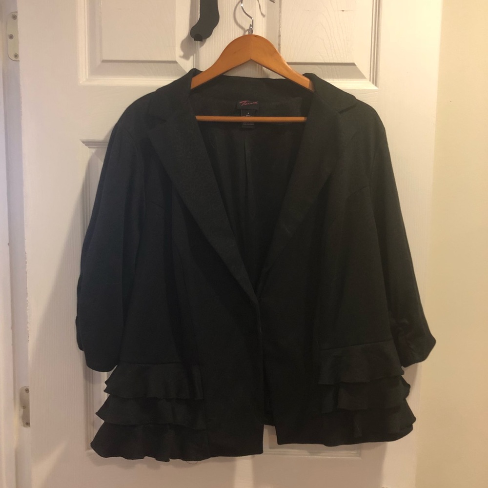 Torrid leopard print ruffle blazer